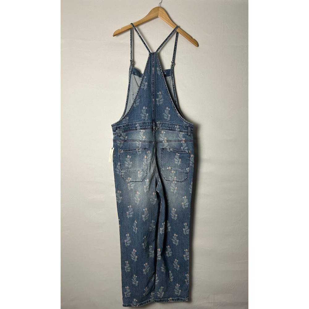 Pilcro Overalls Painters Womens 31 Floral Distressed Denim Boho Fairy Relaxed - Picture 5 of 11